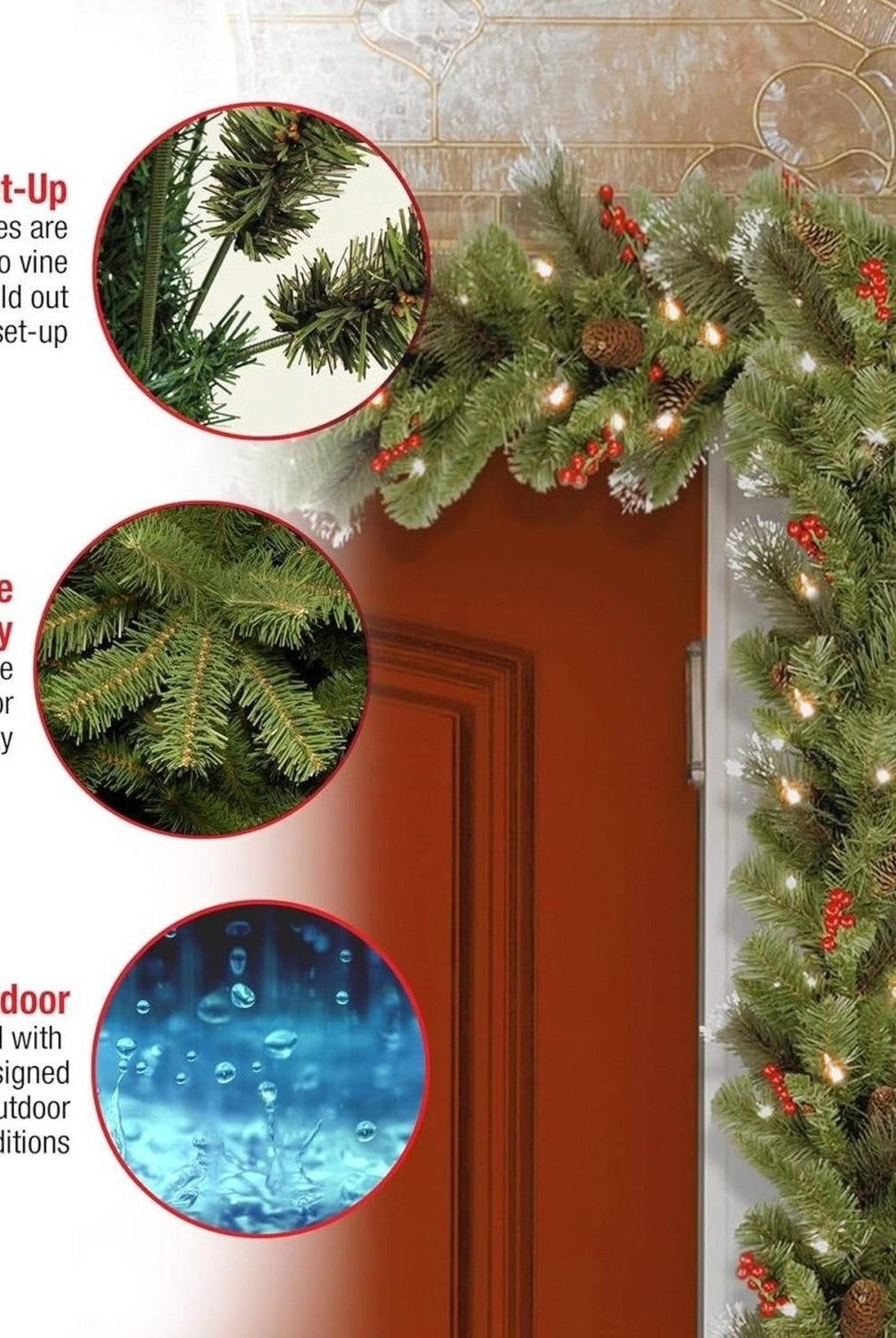 6' LED Forest Berry Fir Garland