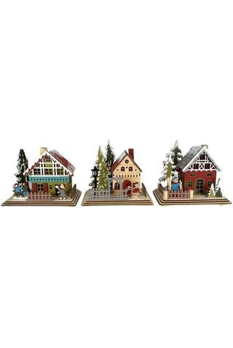 Shop For 6" Lighted Laser Cut Wood Houses