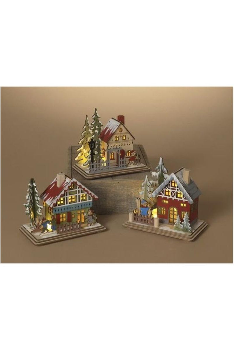 Shop For 6" Lighted Laser Cut Wood Houses