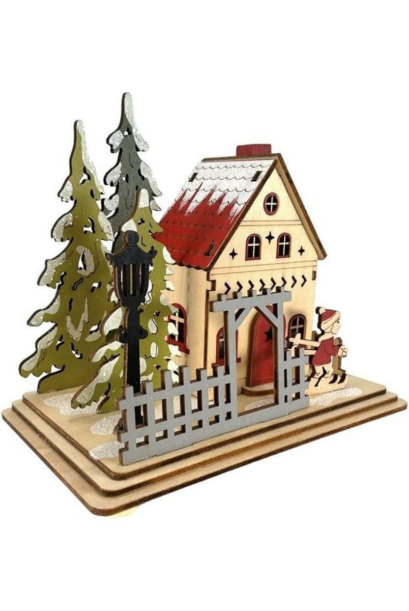 Shop For 6" Lighted Laser Cut Wood Houses