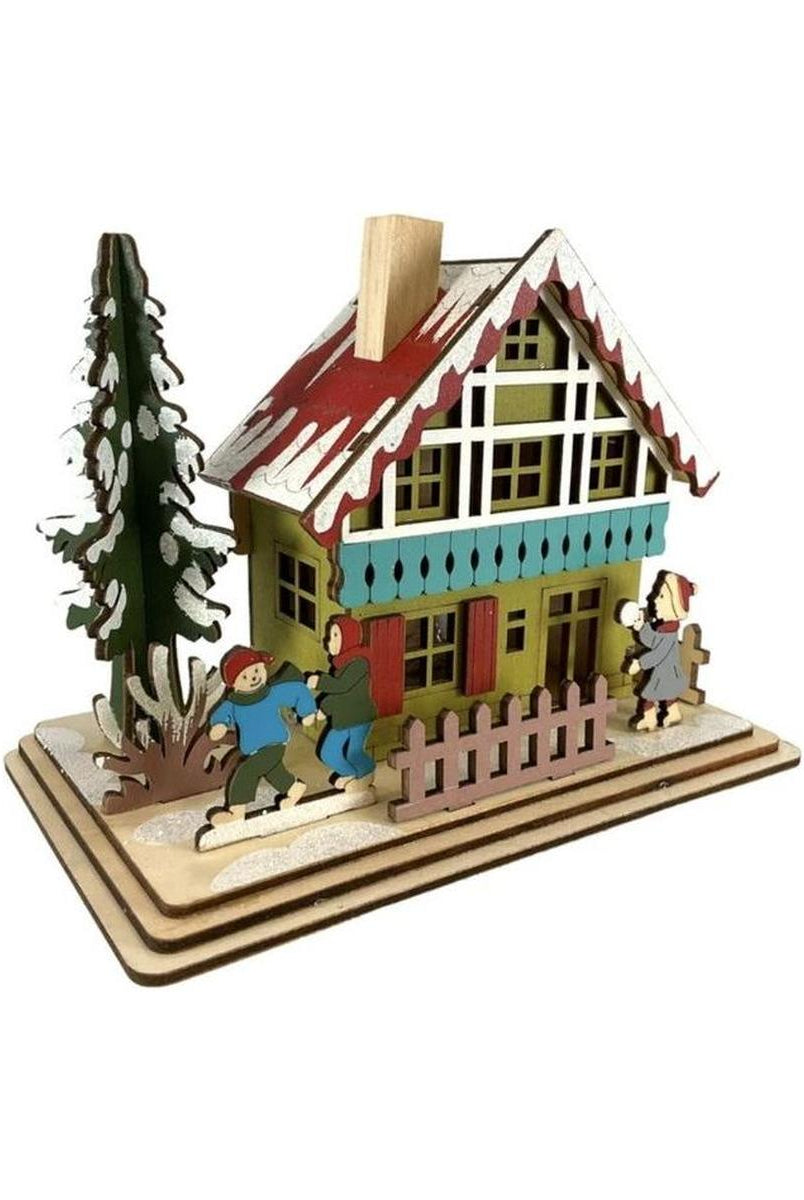Shop For 6" Lighted Laser Cut Wood Houses