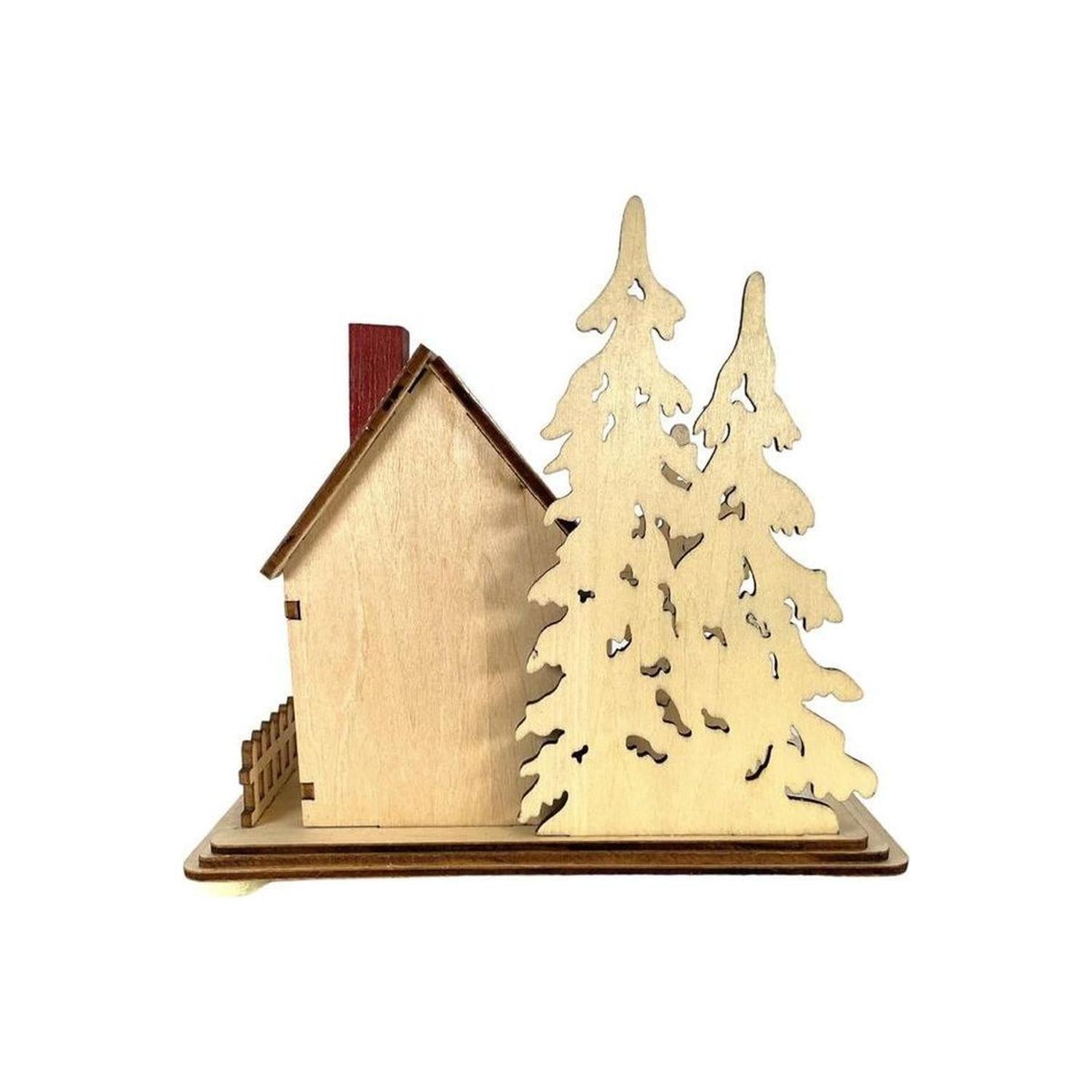 Shop For 6" Lighted Laser Cut Wood Houses