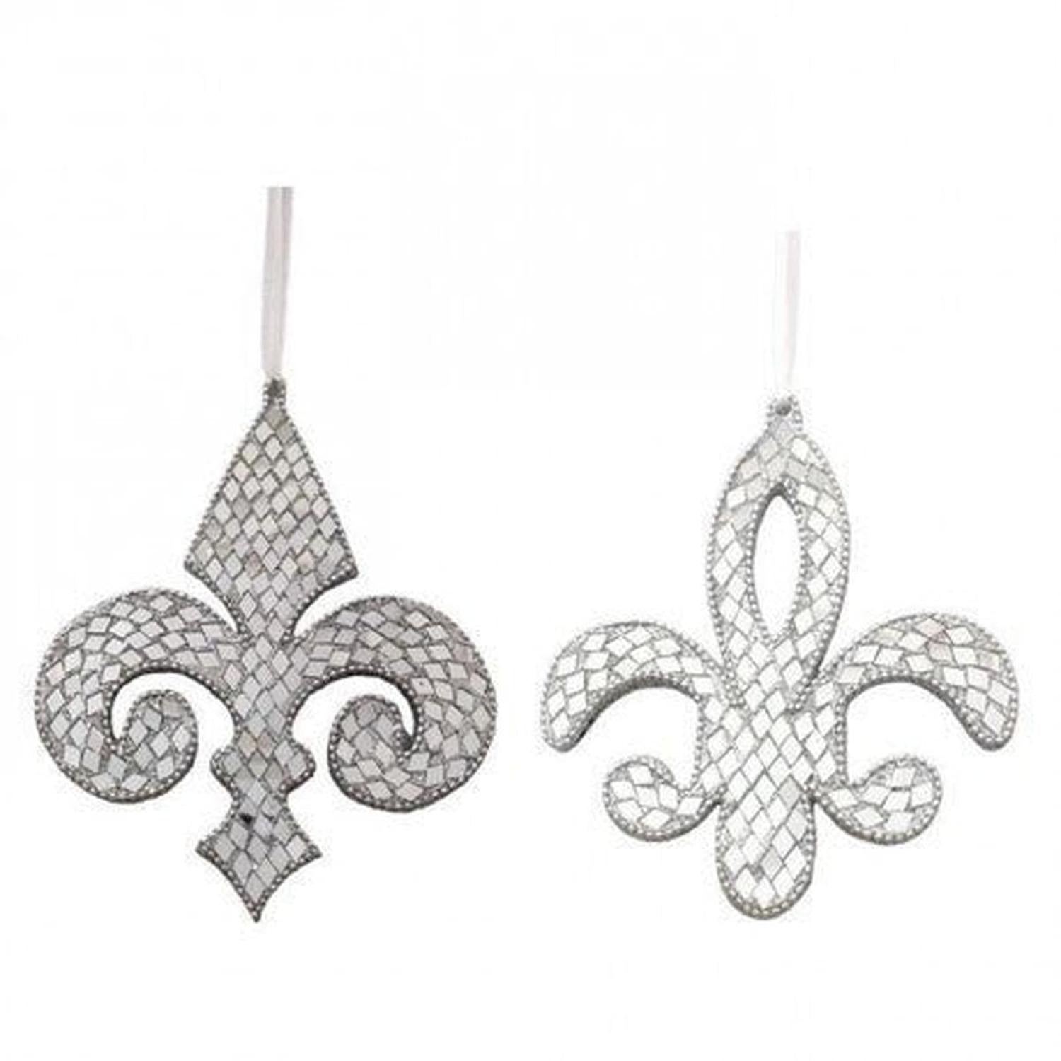 6" Mirror Jewel Fleur De Lis Ornament (Asst 2)
