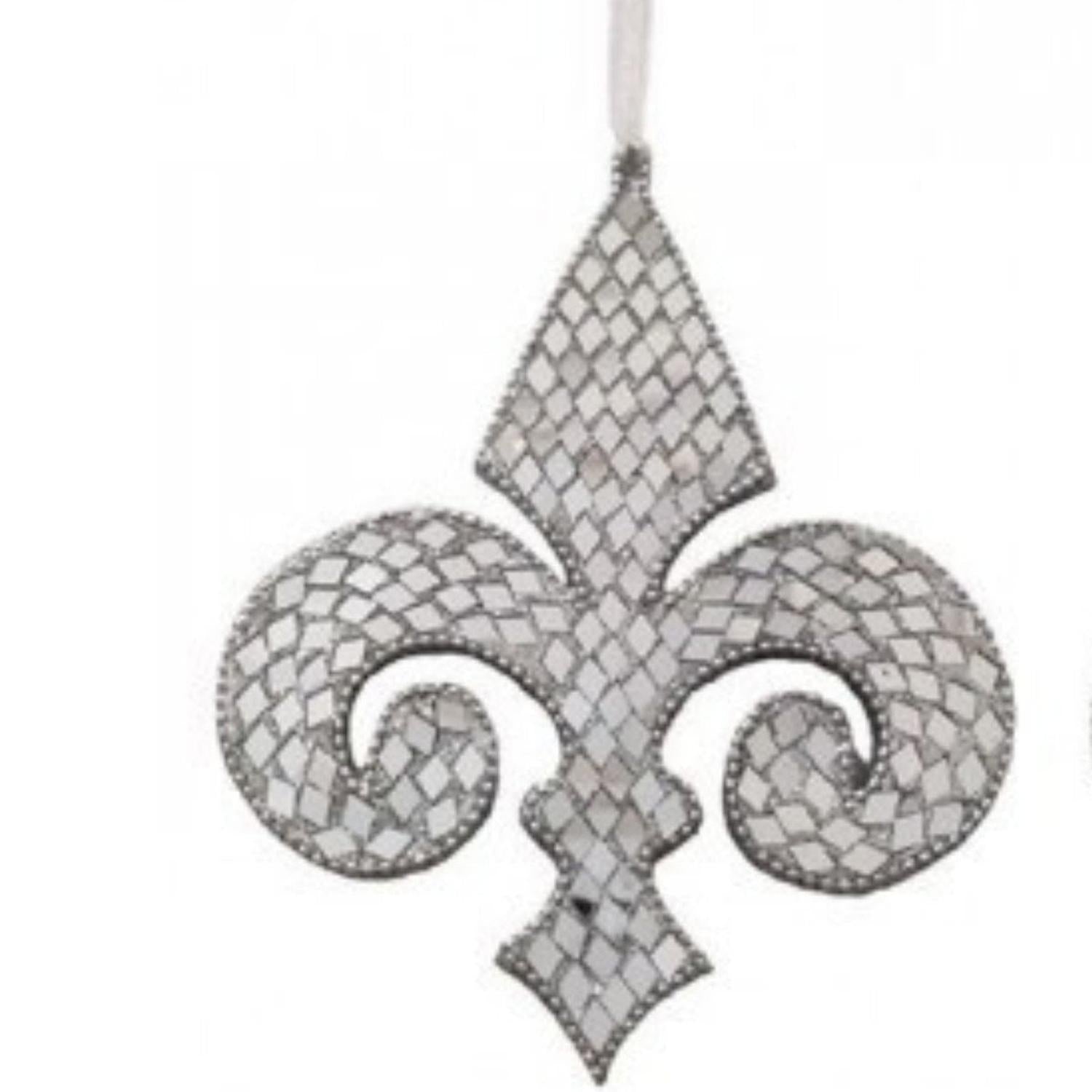 6" Mirror Jewel Fleur De Lis Ornament (Asst 2)