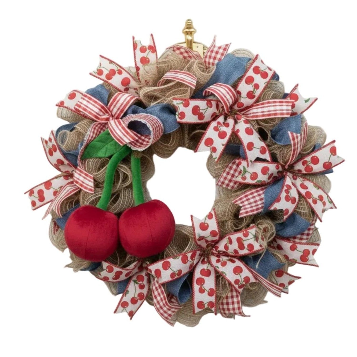 Shop For 6" Plush Cherry Wreath Accent