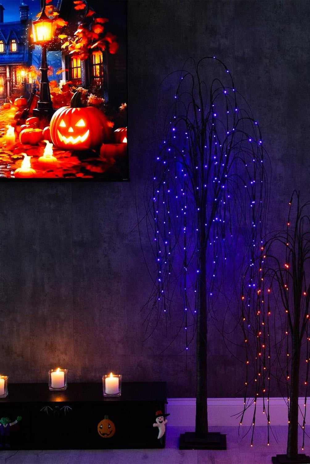 6’ Pre-Lit Halloween Black Willow Artificial Tree