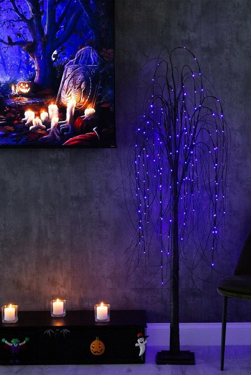 6’ Pre-Lit Halloween Black Willow Artificial Tree