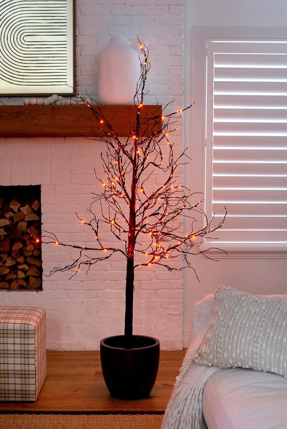 6’ Pre-Lit Halloween Deluxe Black Twig Artificial Tree