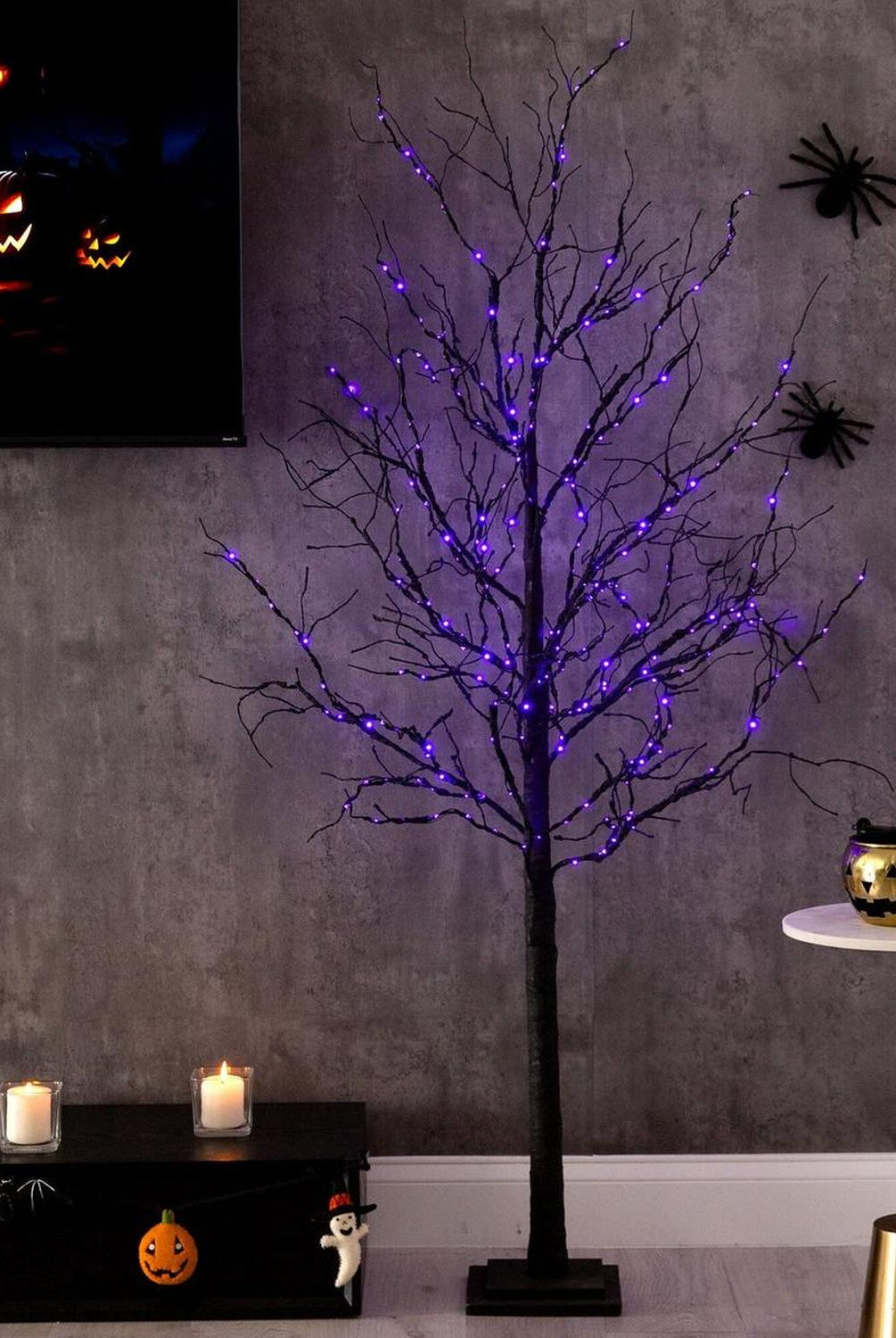 6’ Pre-Lit Halloween Deluxe Black Twig Artificial Tree