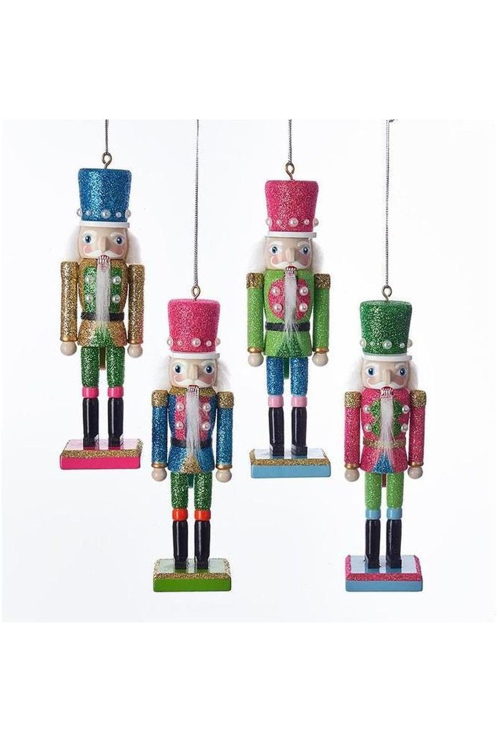 6" Preppy Bright Color Nutcracker Ornaments With Pearls