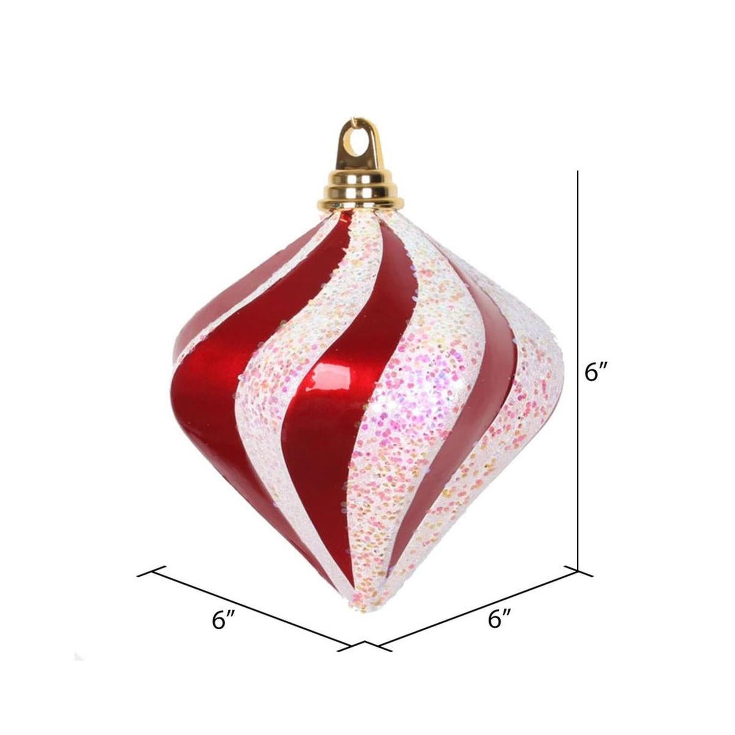Shop For 6'' Red and White Candy Glitter Swirl Diamond Ornament