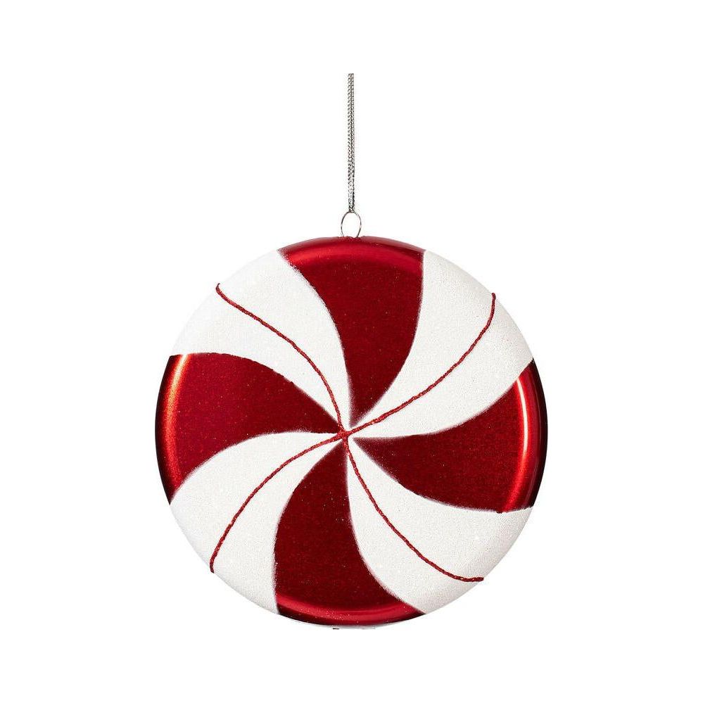Shop For 6" Red - White Swirl Flat Candy Christmas Ornament