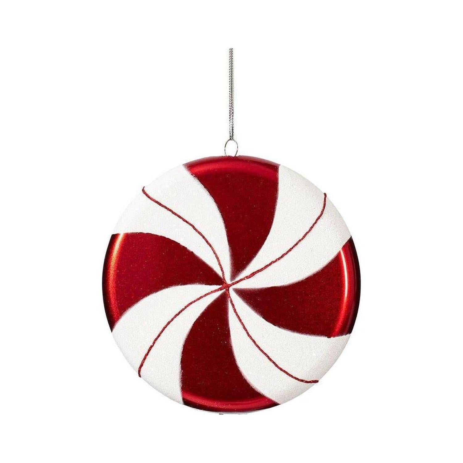 Shop For 6" Red - White Swirl Flat Candy Christmas Ornament