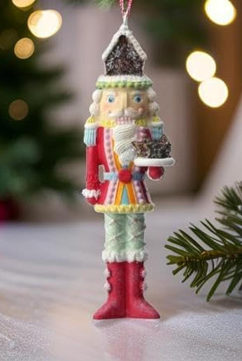 6" Resin Candy Nutcracker w/Cake Ornament