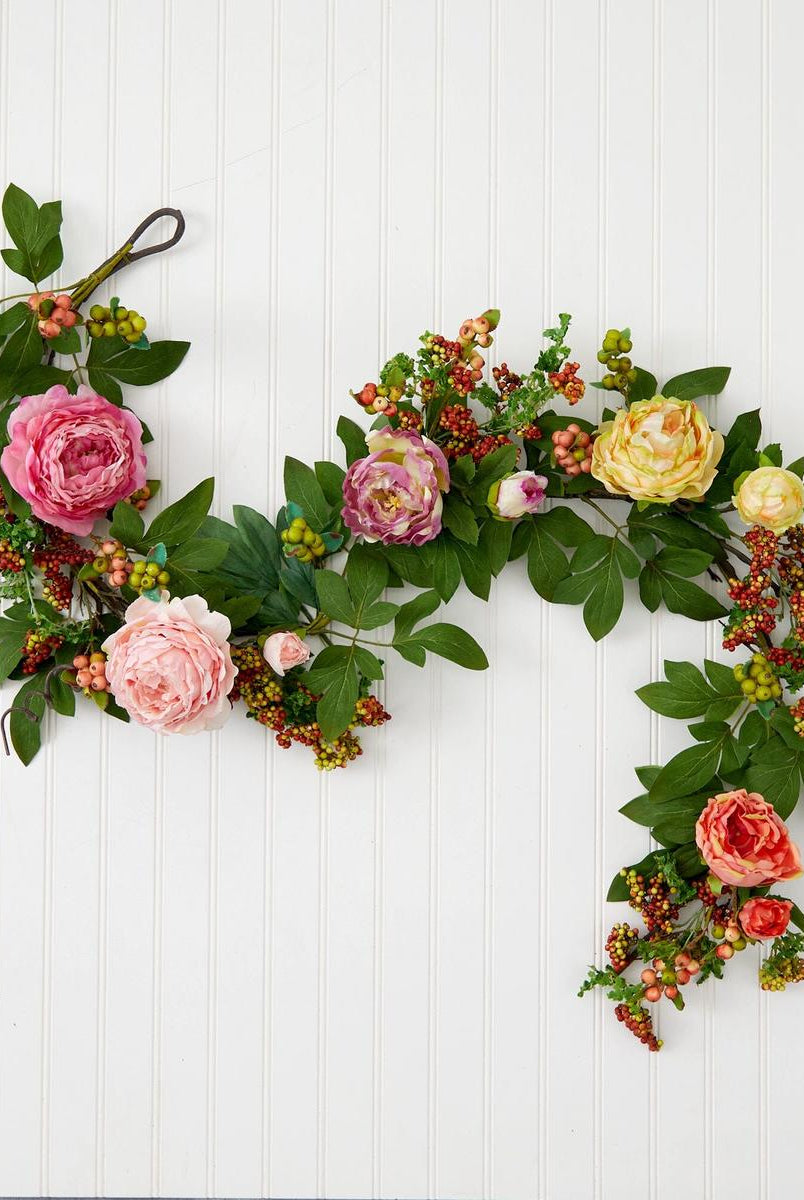 Shop For 60'' Mixed Peony & Berry Garland