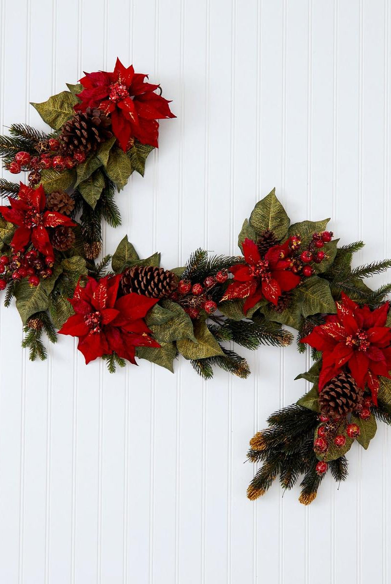 Shop For 60" Poinsettia & Berry Garland
