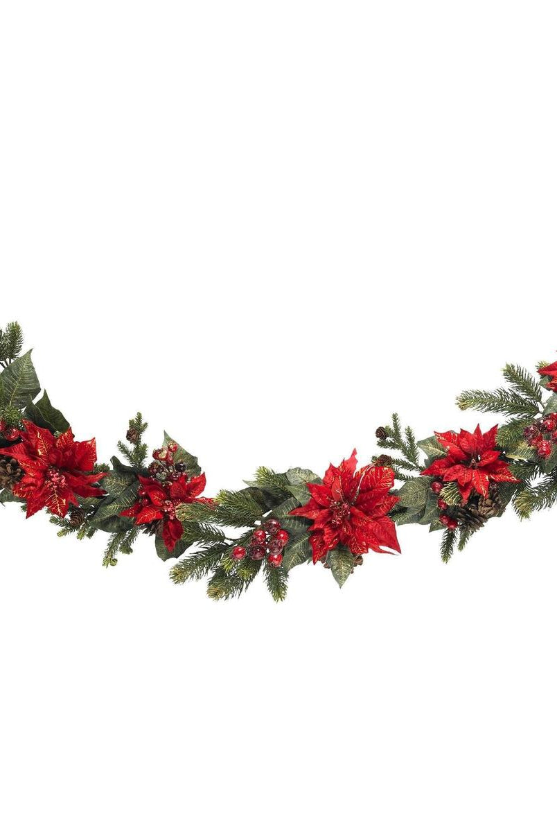 Shop For 60" Poinsettia & Berry Garland