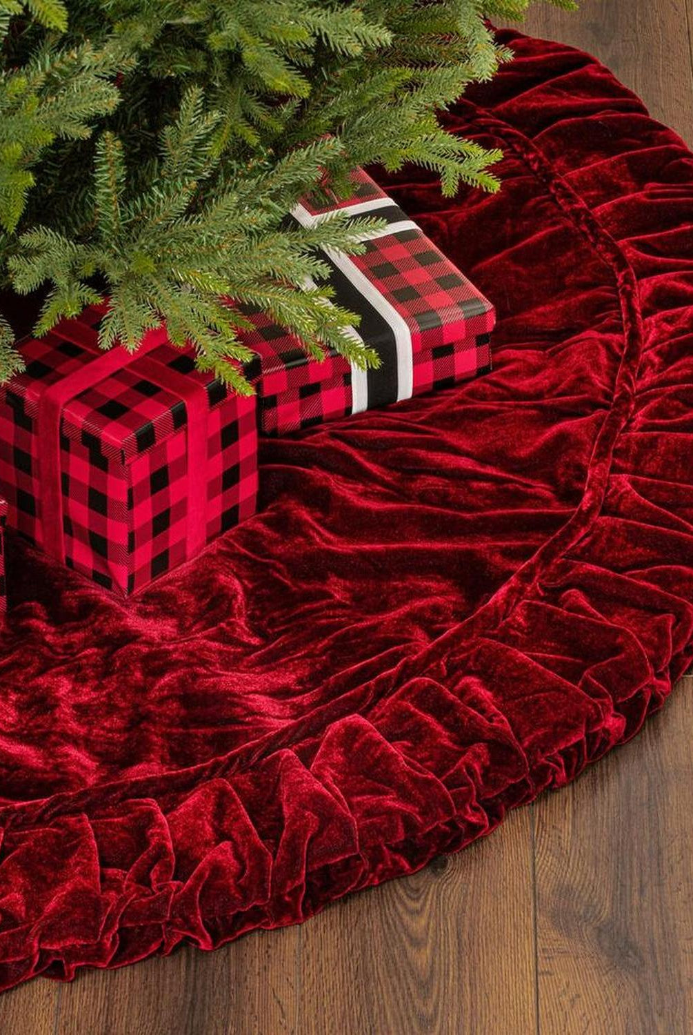 60in Plush Wine Velvet Christmas Tree Skirt