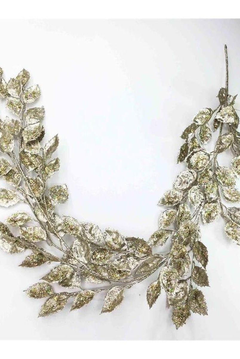 Shop For 61" Glitter Leaf Garland: Champagne