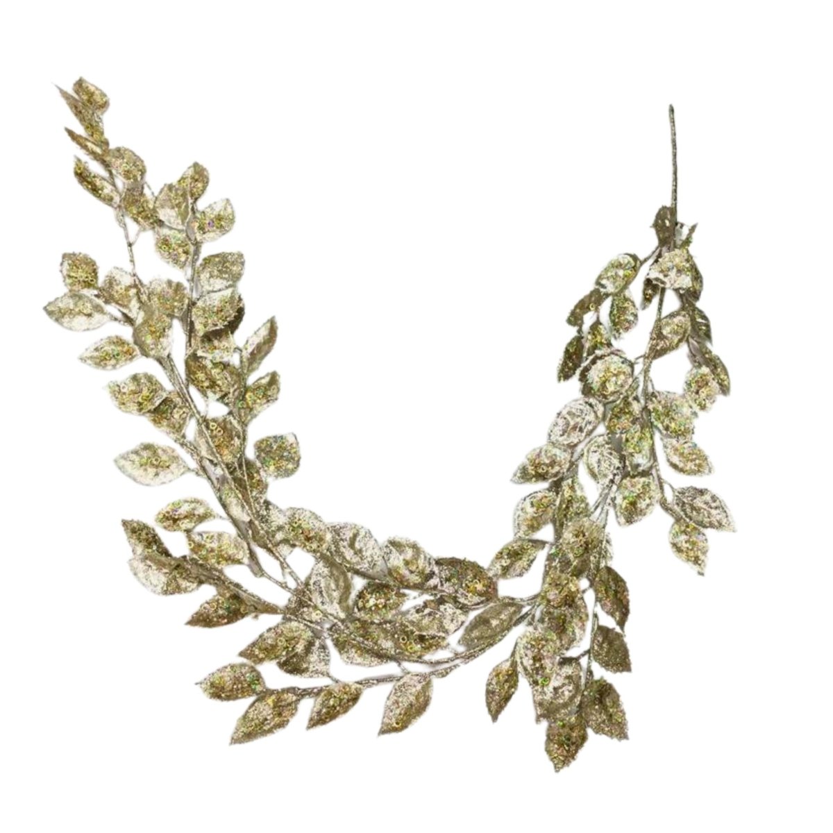 Shop For 61" Glitter Leaf Garland: Champagne