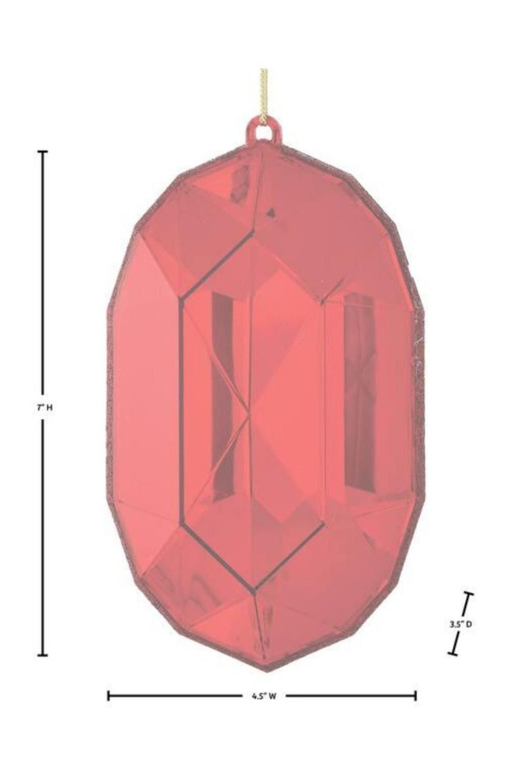 6.5" Acrylic Oval Jewel Ornament: Red