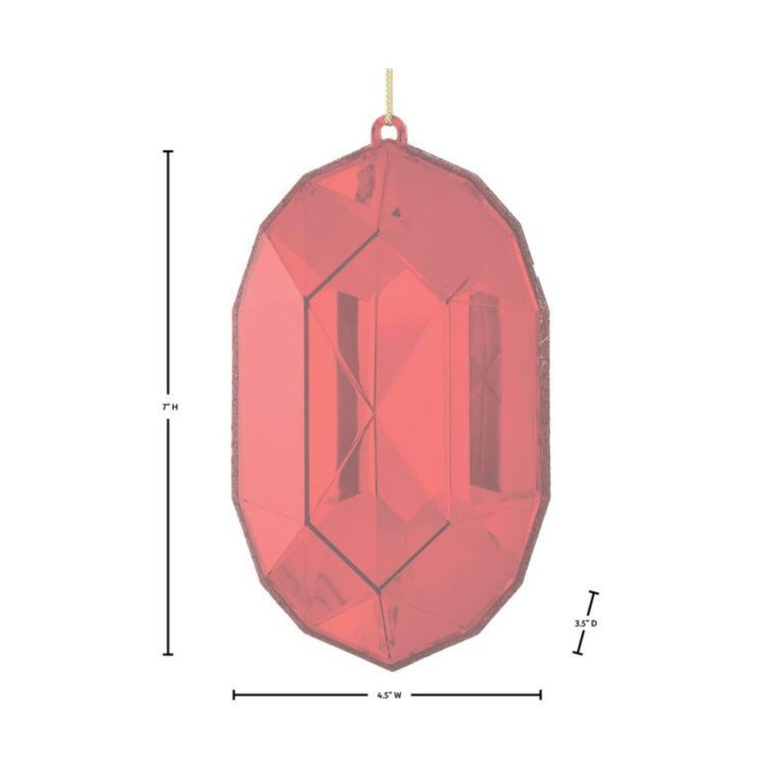 6.5" Acrylic Oval Jewel Ornament: Red