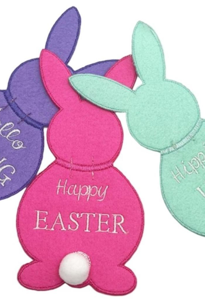 6.5in Felt Embroidery Easter Rabbit Clips (Set of 3)