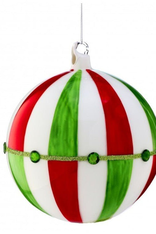 Shop For 6.5in Glass Red Green Striped Ornament Ball