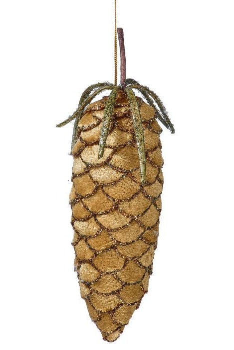 Shop For 6.5in Velvet Pine Cone Ornament: Copper