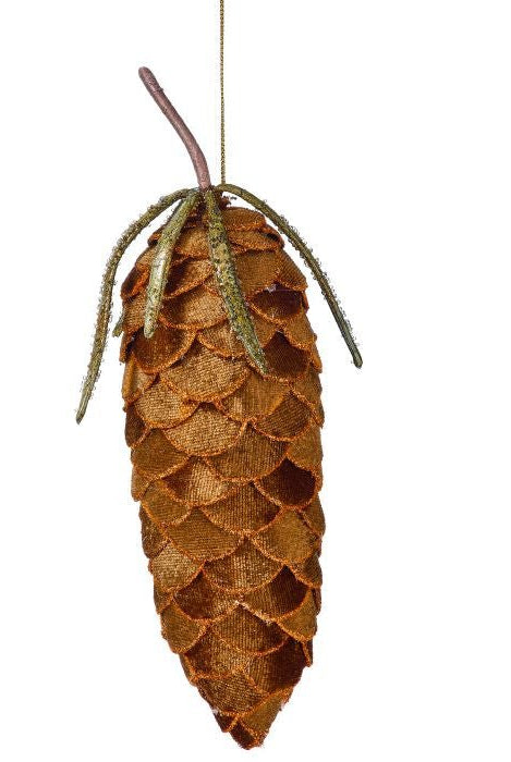 Shop For 6.5in Velvet Pine Cone Ornament: Dark Brown