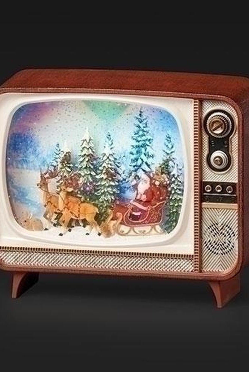 Shop For 6.75" Lighted Swirl Retro TV Santa