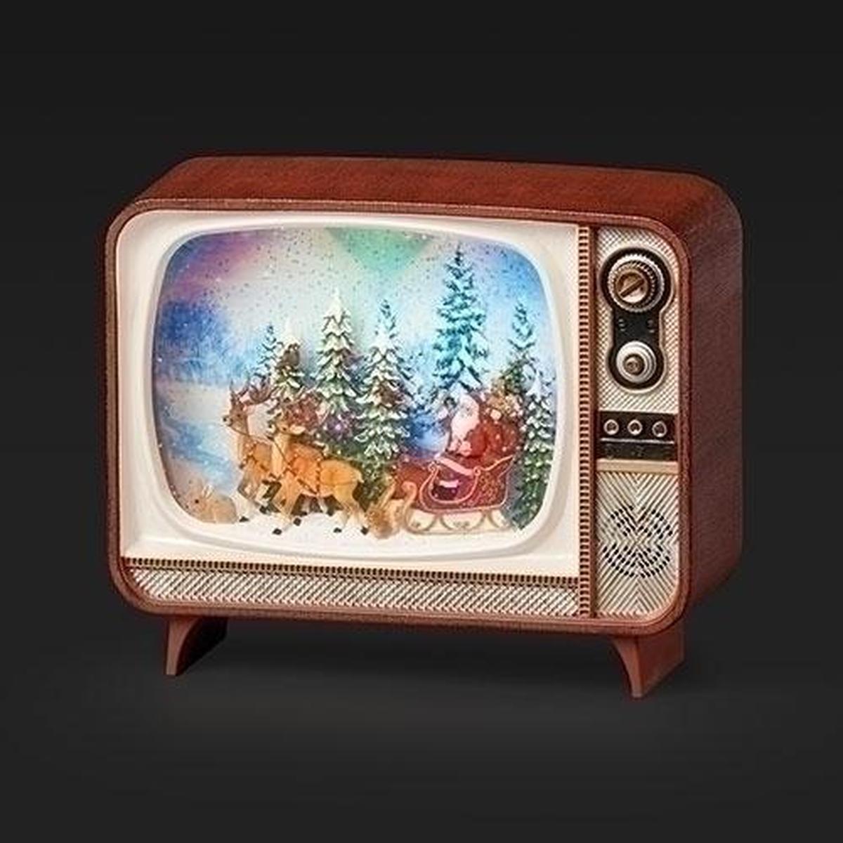 Shop For 6.75" Lighted Swirl Retro TV Santa