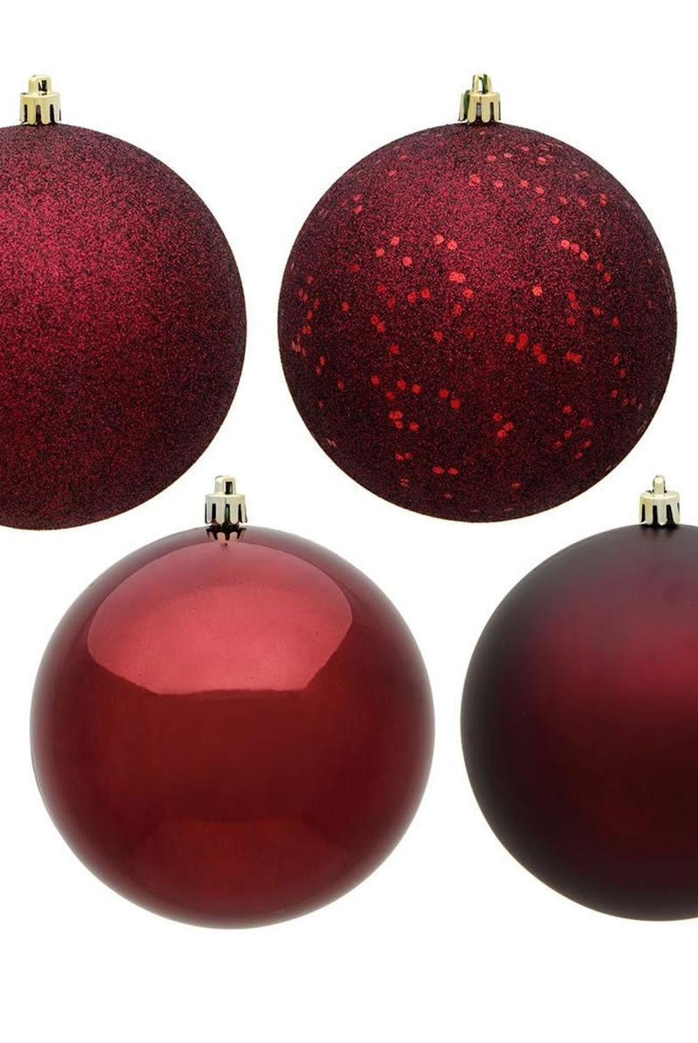 6in Burgundy Christmas Ornament Assortment (Set of 4)
