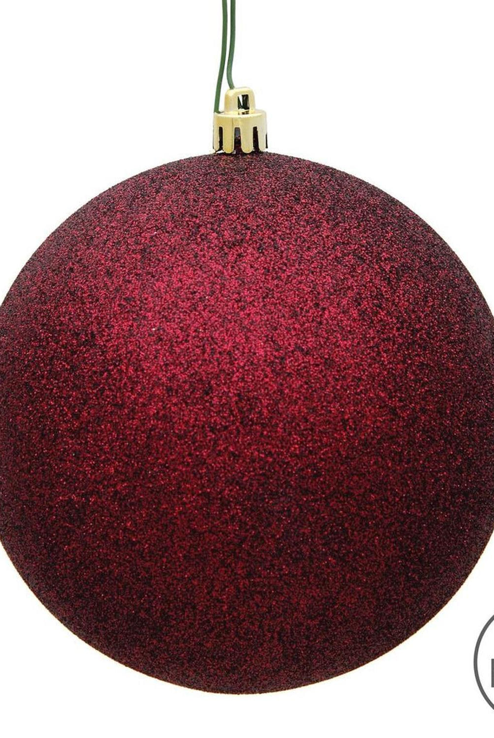 6in Burgundy Glitter Christmas Ball Ornament (Set of 4)