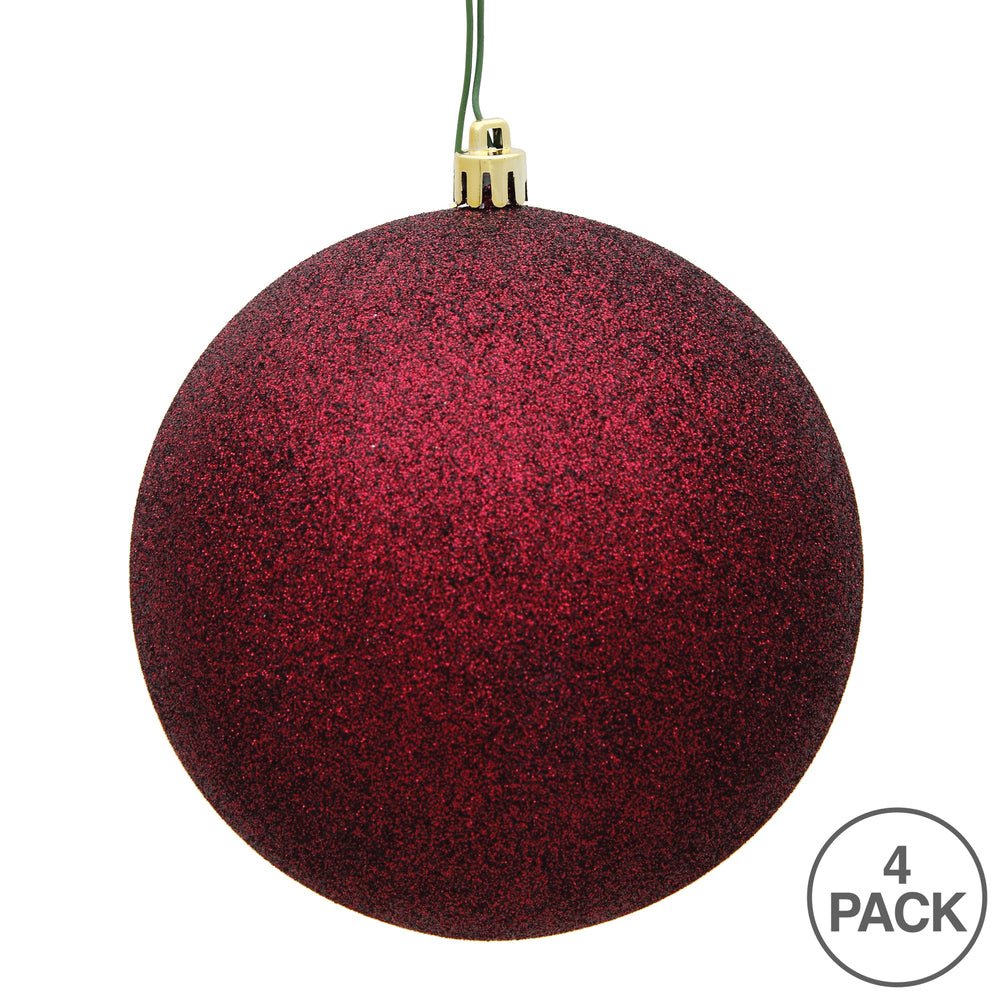 Shop For 6in Burgundy Glitter Christmas Ball Ornament (Set of 4)