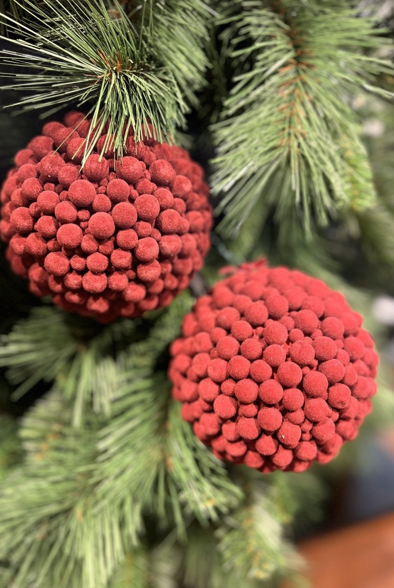 Shop For 6in Burgundy Multi Size Pompom Ball Ornament