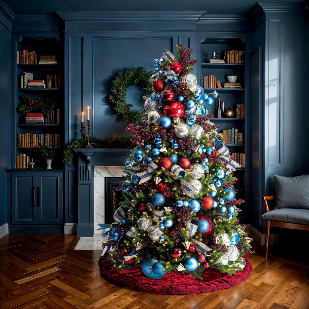 Shop For 6in Denim Blue Pearl Ball Ornament (4 pack)