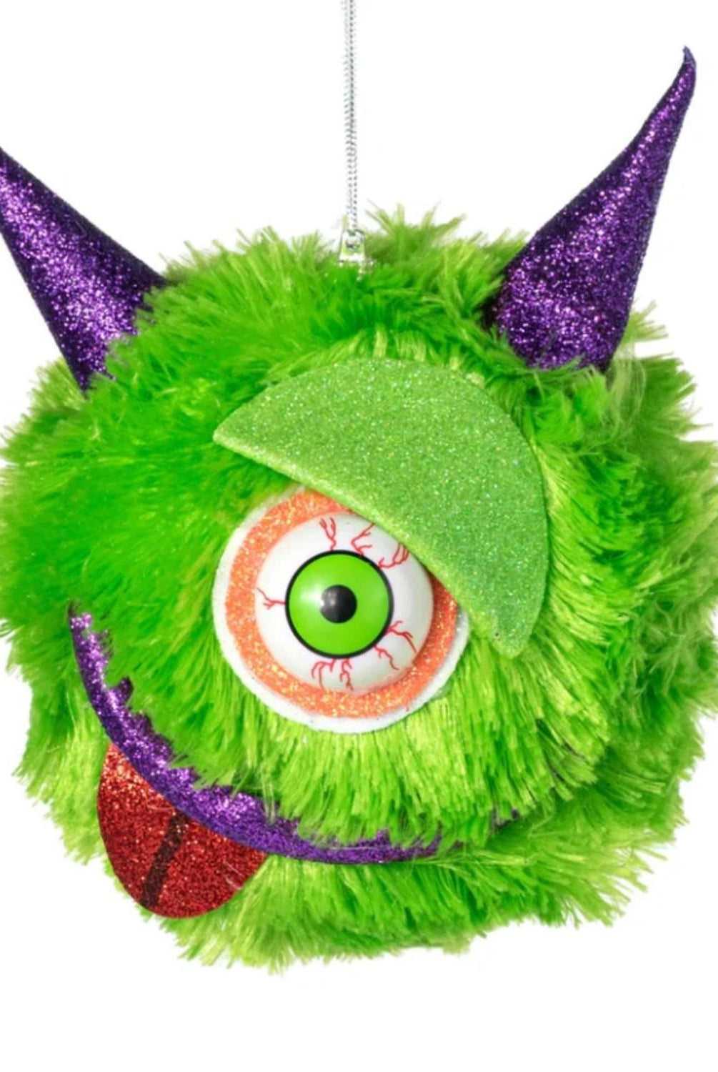 7" Furry Monster Ornament: Green