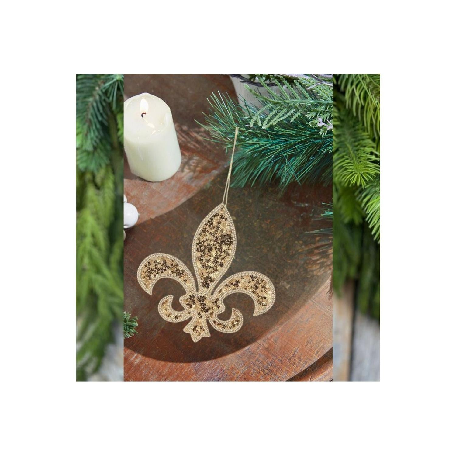 7" Jeweled Glitter Fleur De Lis Ornament