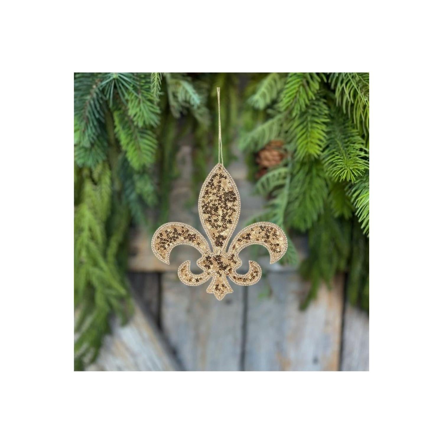 7" Jeweled Glitter Fleur De Lis Ornament