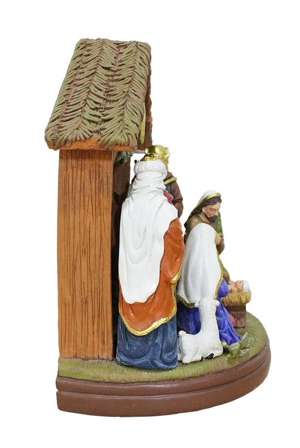 Radiant Nativity Scene Handcrafted Statue Figurine, 7" Birth of Jesus Christian Home Decoration