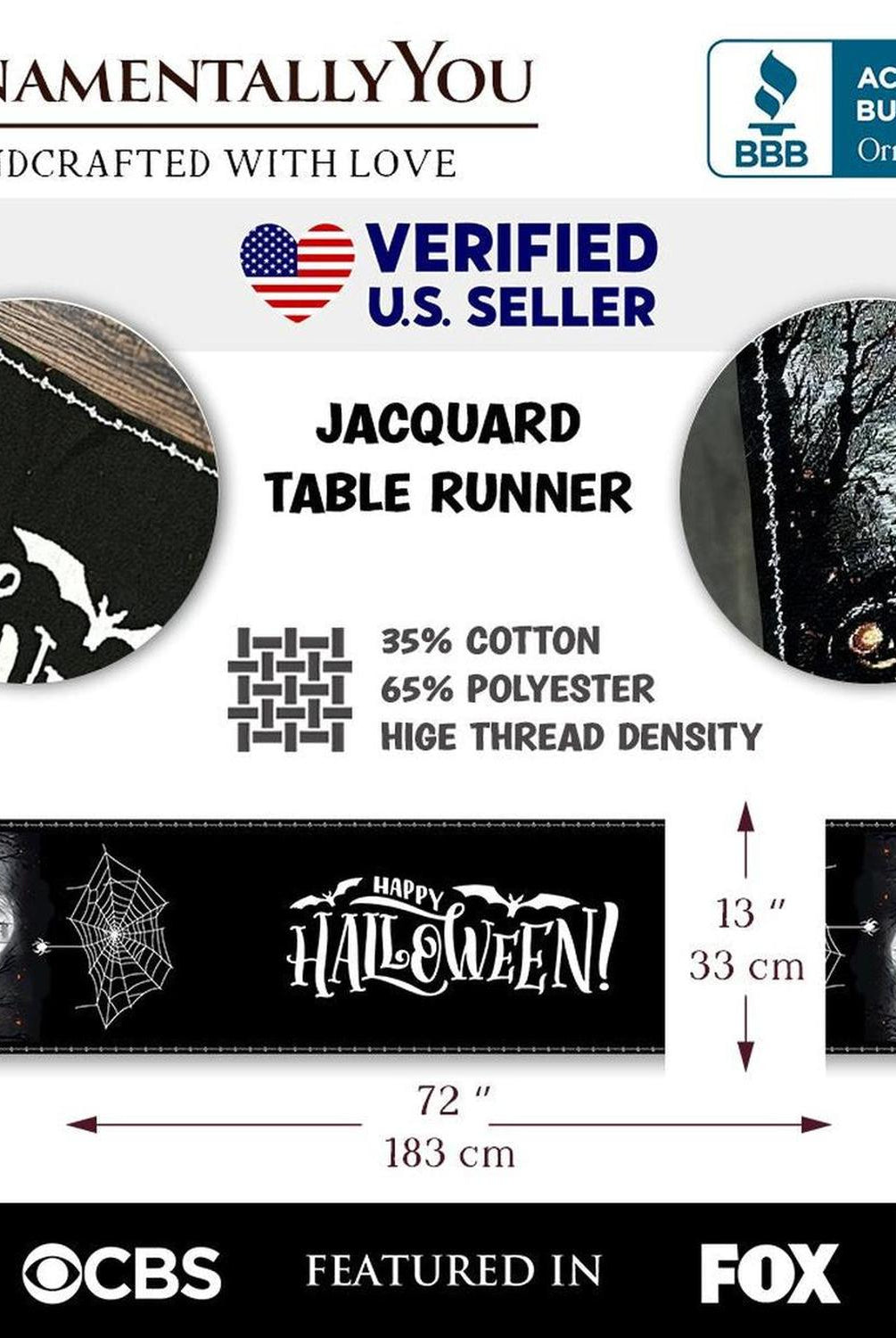 72" Haunted Horrors Table Runner