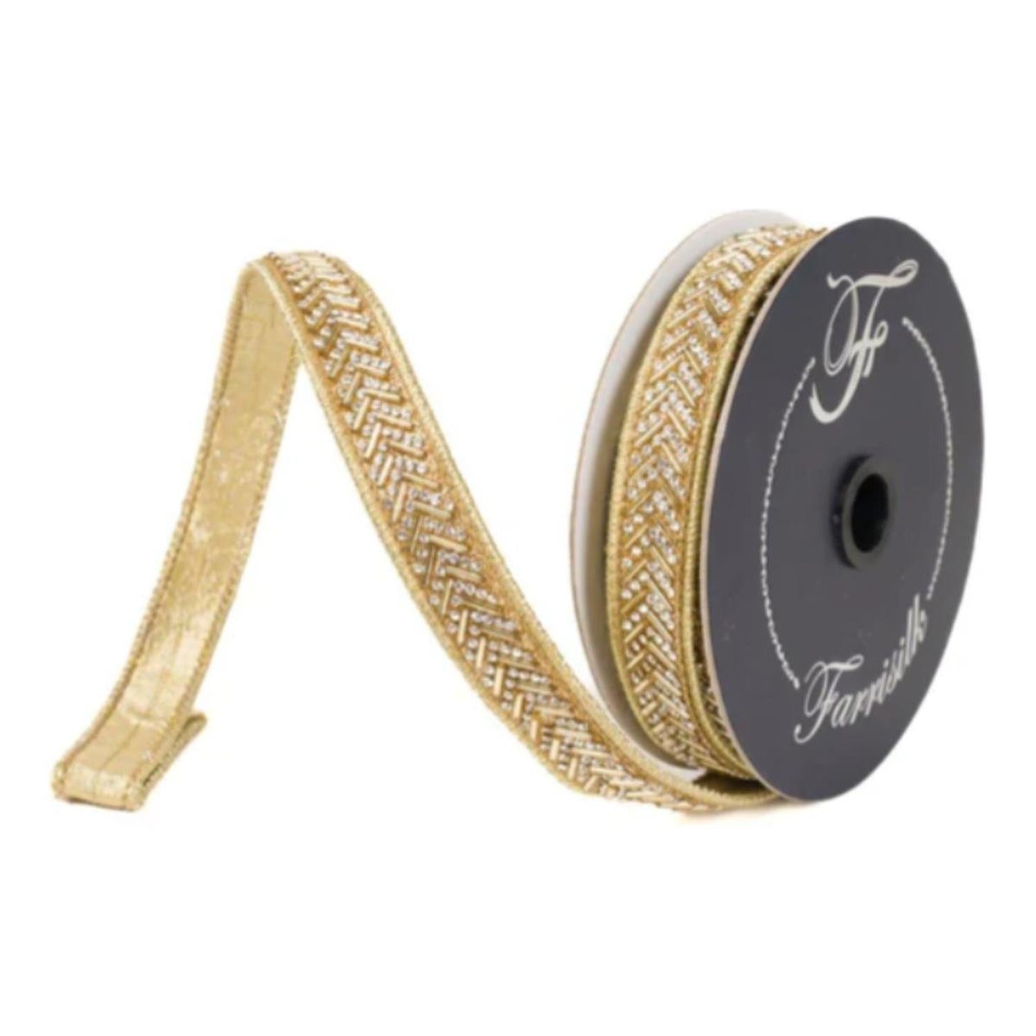 Shop For .75" Chevron Crystal Ribbon: Gold (5 Yards)