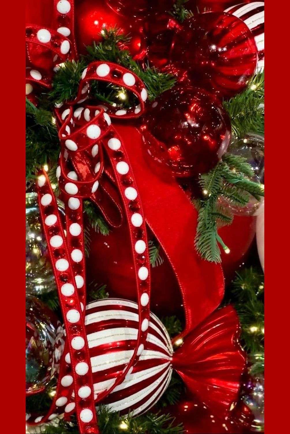 .75" Gumdrop Garland Ribbon: Red/White (5 Yards)