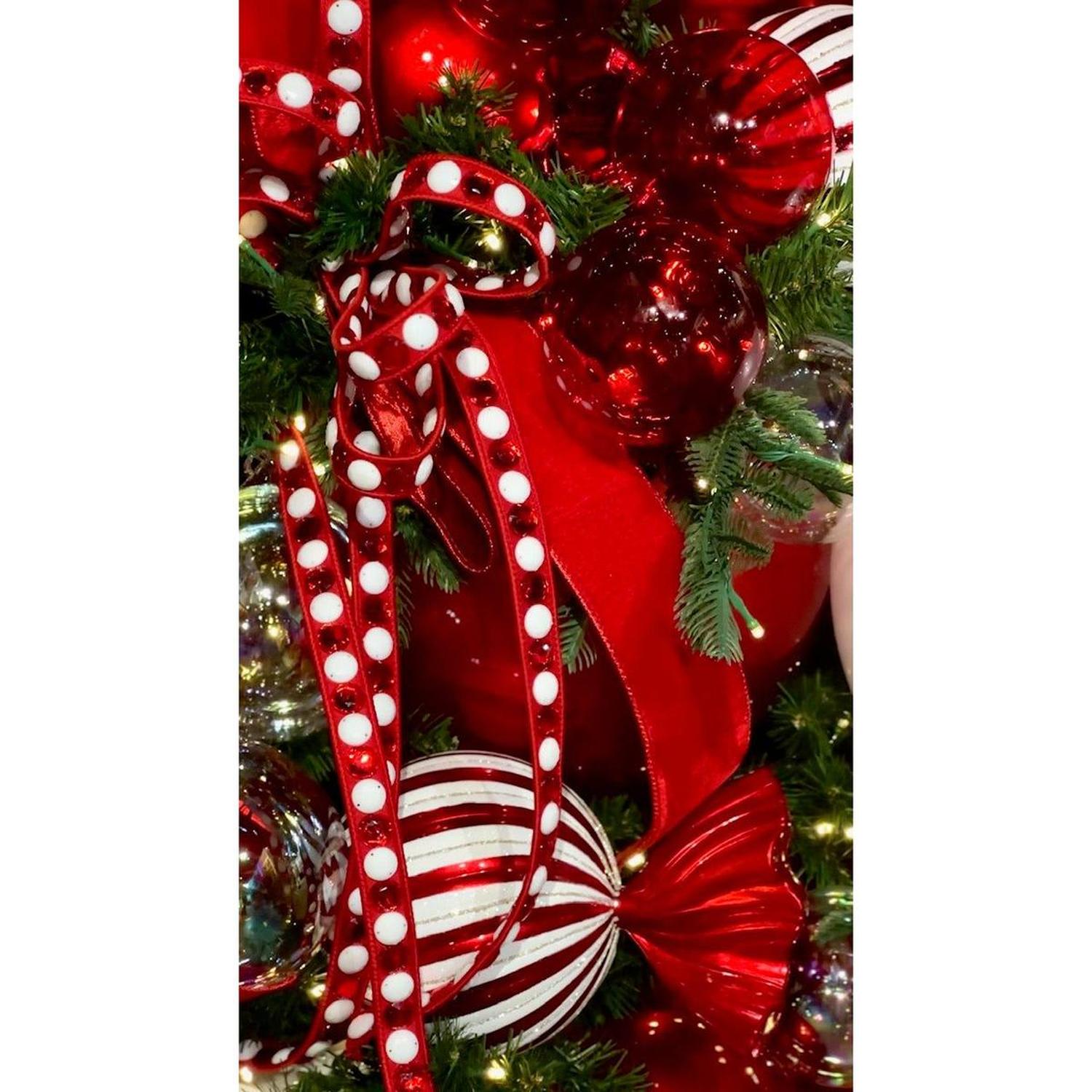 Shop For .75" Gumdrop Garland Ribbon: Red/White (5 Yards)