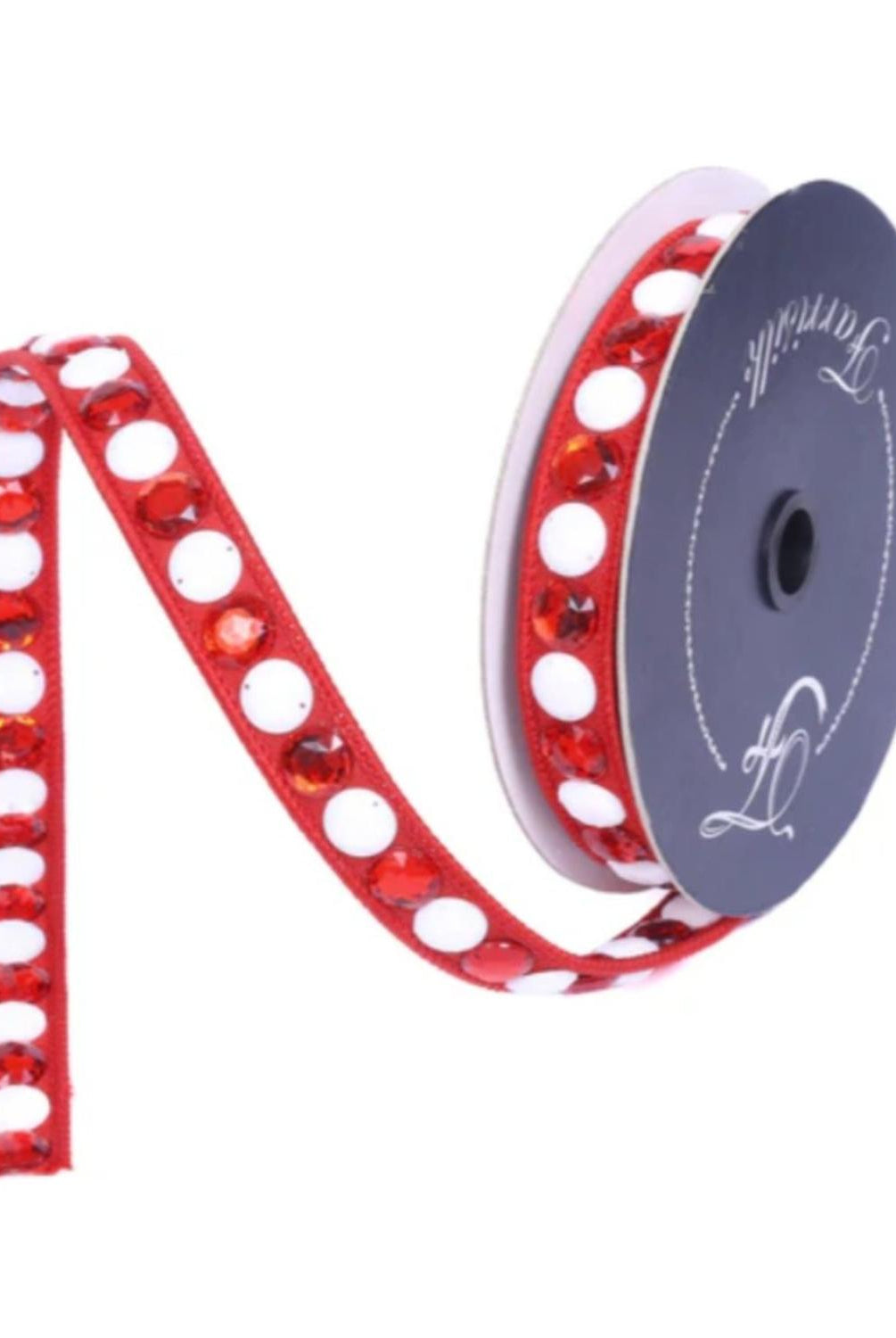 .75" Gumdrop Garland Ribbon: Red/White (5 Yards)