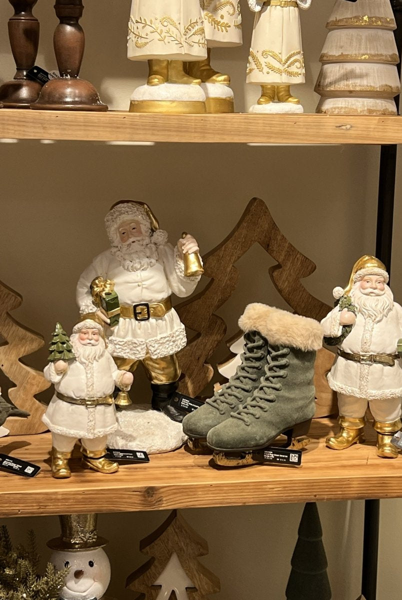 Shop For 7.5in White & Gold Resin Santa w/Tree & Bell