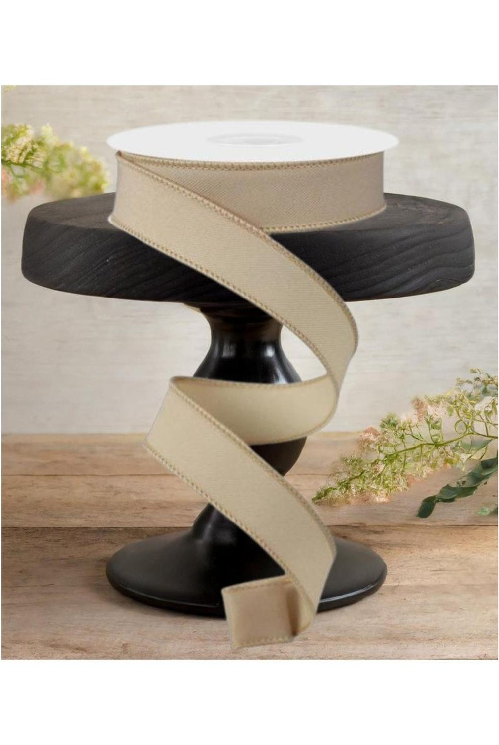 7/8" Diagonal Weave Ribbon: Light Beige (10 Yards)