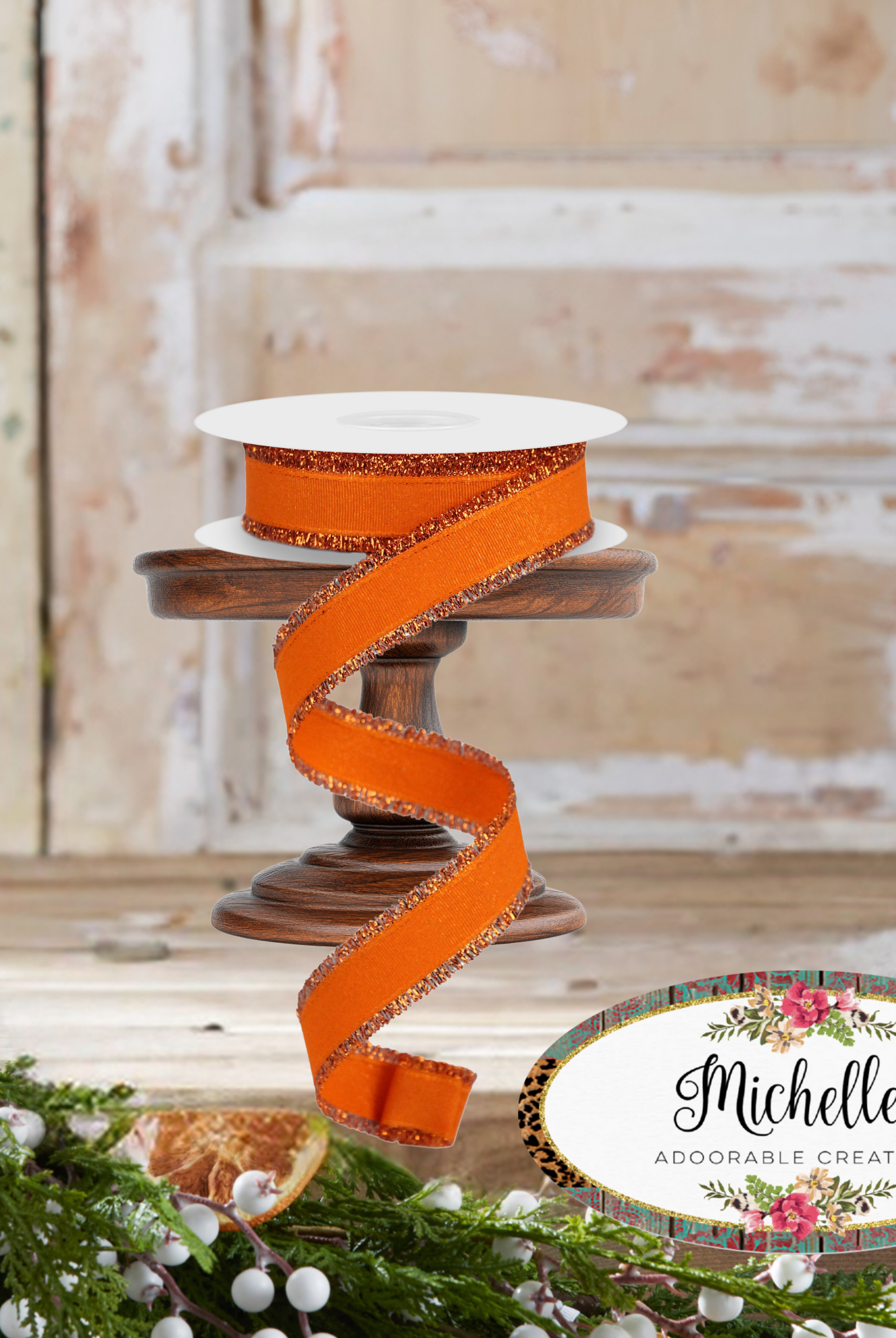 Shop For 7/8" Fuzzy Edge Ribbon: Orange (10 Yards)