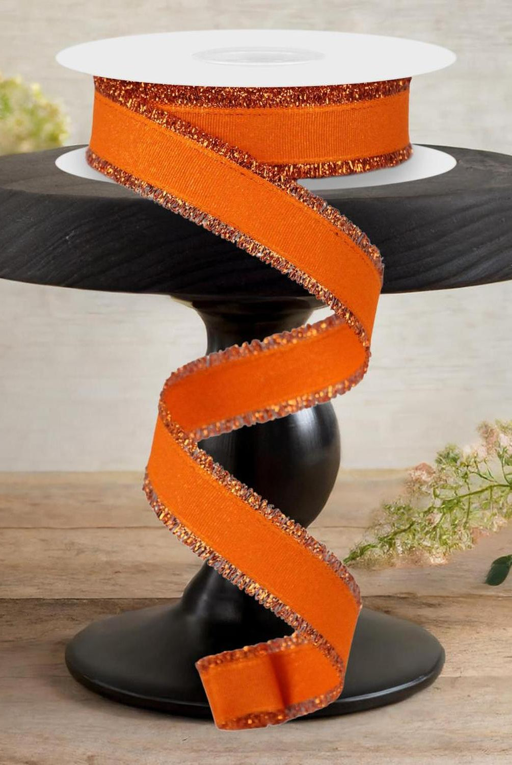 7/8" Fuzzy Edge Ribbon: Orange (10 Yards)